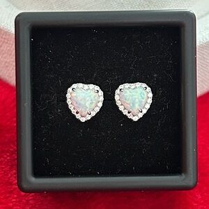 Heart-Shaped Opal CZ‎ stud Earrings